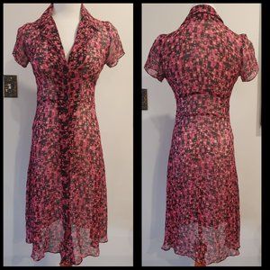 Betsey Johnson Vintage 2001 Cup of Coffee Chiffon Square Dress Small